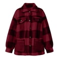 thumbnail image 5 of Liuinsasek Womens Casual Jacket Turned-Down Collar Long-Sleeve Fleece Checkered Button-Up Warm Coat with Pockets for Daily Fall Winter Wear, 5 of 10