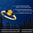 thumbnail image 2 of Gem Stone King 10K Yellow Gold Yellow Citrine and Black Diamond Engagement Ring for Women | 1.09 Cttw | Oval 7X5MM | Gemstone November Birthstone | Size 6, 2 of 6