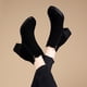 thumbnail image 4 of NECHOLOGY Botas Mujer Adulto Femenino Zapatos Botines para mujer Moda Otoño e Invierno Botines de mujer Tacón grueso Color sólido Gamuza Cremallera lateral Cómodo Estilo simple (Black, 7.5), 4 of 7