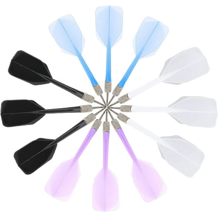 12Pcs 4 Colors Integrated Dart Flight and Shafts Plastic Dart Flights Shaft 2BA Integrated Dart and Flights Plastic Soft Standard Shape One Piece Accessory