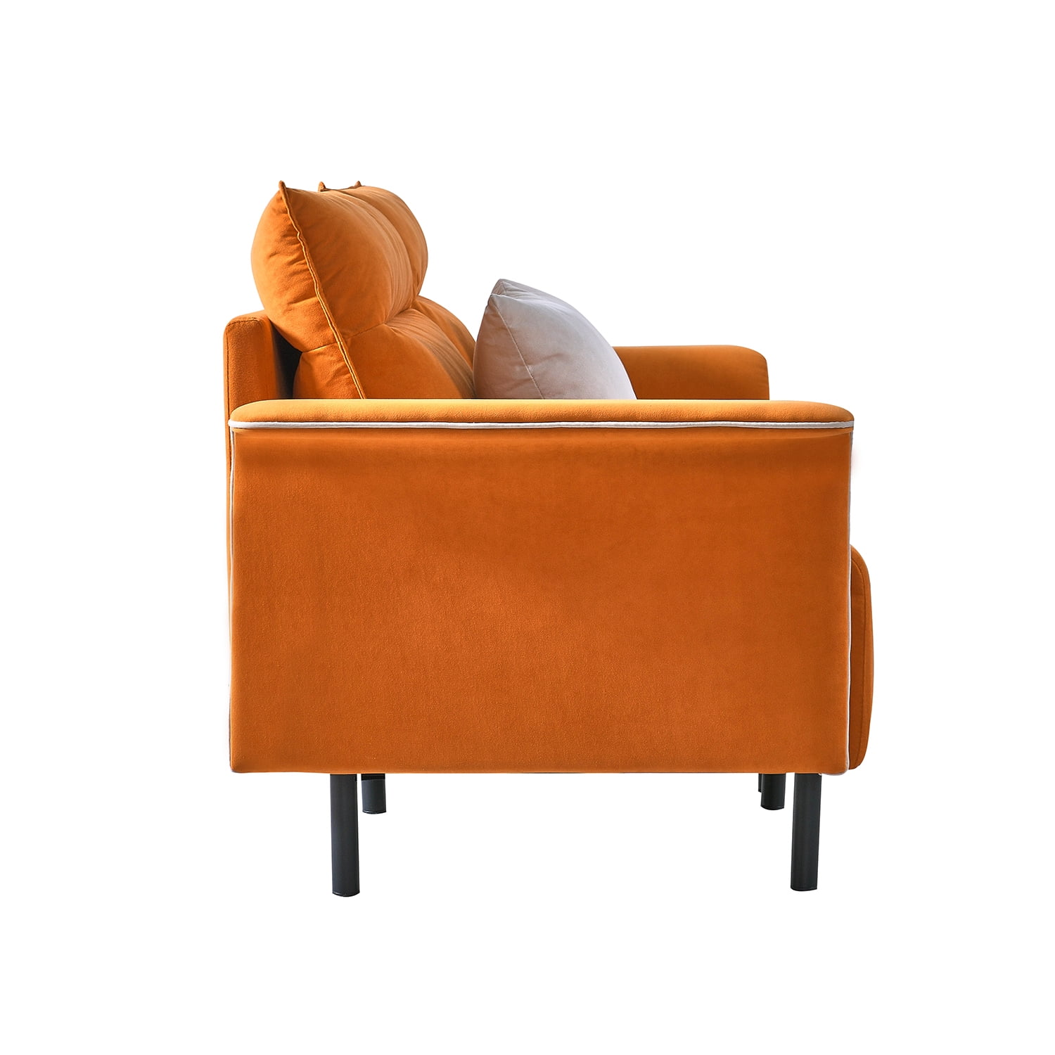Kadyn 2-Seater Suede Sofa, Suede Mid-Century Tufted Love Seat for Living Room, Modern Suede Upholstered Accent Sofa for Small Spaces, Orange Kadyn 2-Seater Suede Sofa, Suede Mid-Century Tufted Love Seat for Living Room, Modern Suede Upholstered Accent Sofa for Small Spaces, Orange