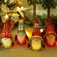thumbnail image 3 of Juego de 4 adornos de gnomo colgantes para árbol de Navidad, gnomo de lana sueco hecho a mano, elfo de Papá Noel con adorno de luces LED, 3 of 5