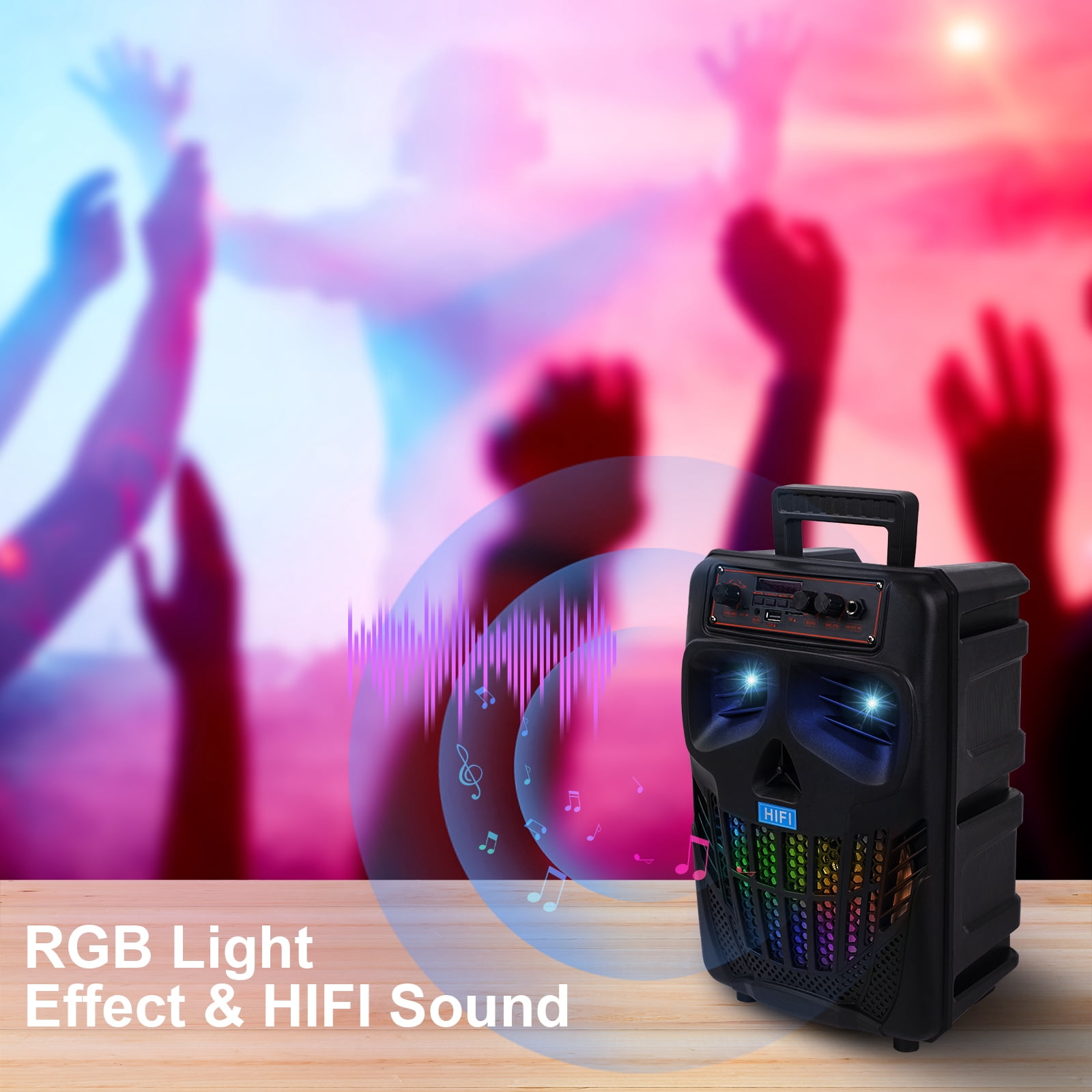 TOPVISION Portable Karaoke Machine, Bluetooth Karaoke Singing Speaker with Microphone, RGB/TWS/Rec - Music Party Speaker, Compatible for Adults, Kids