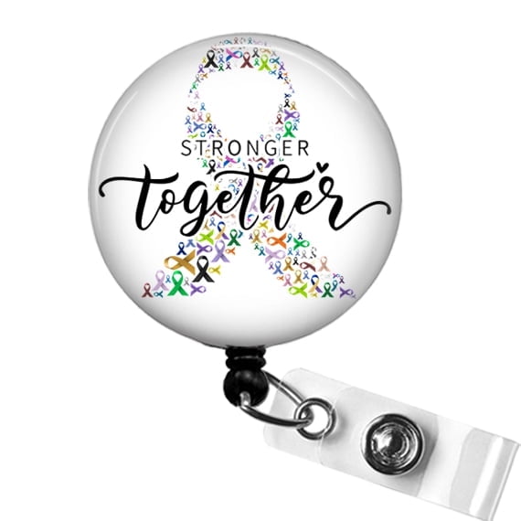 Stronger Together Badge Reel – Cancer Ribbon ID Holder for Oncology Nurses & Support | Scrapheart