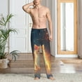 thumbnail image 5 of Vsdgher Starry Sky Constellation Cat Print Mens Pajama Pants Sleep & Lounge Pants, PJ Bottoms With elastic waistb and Pockets, 5 of 5