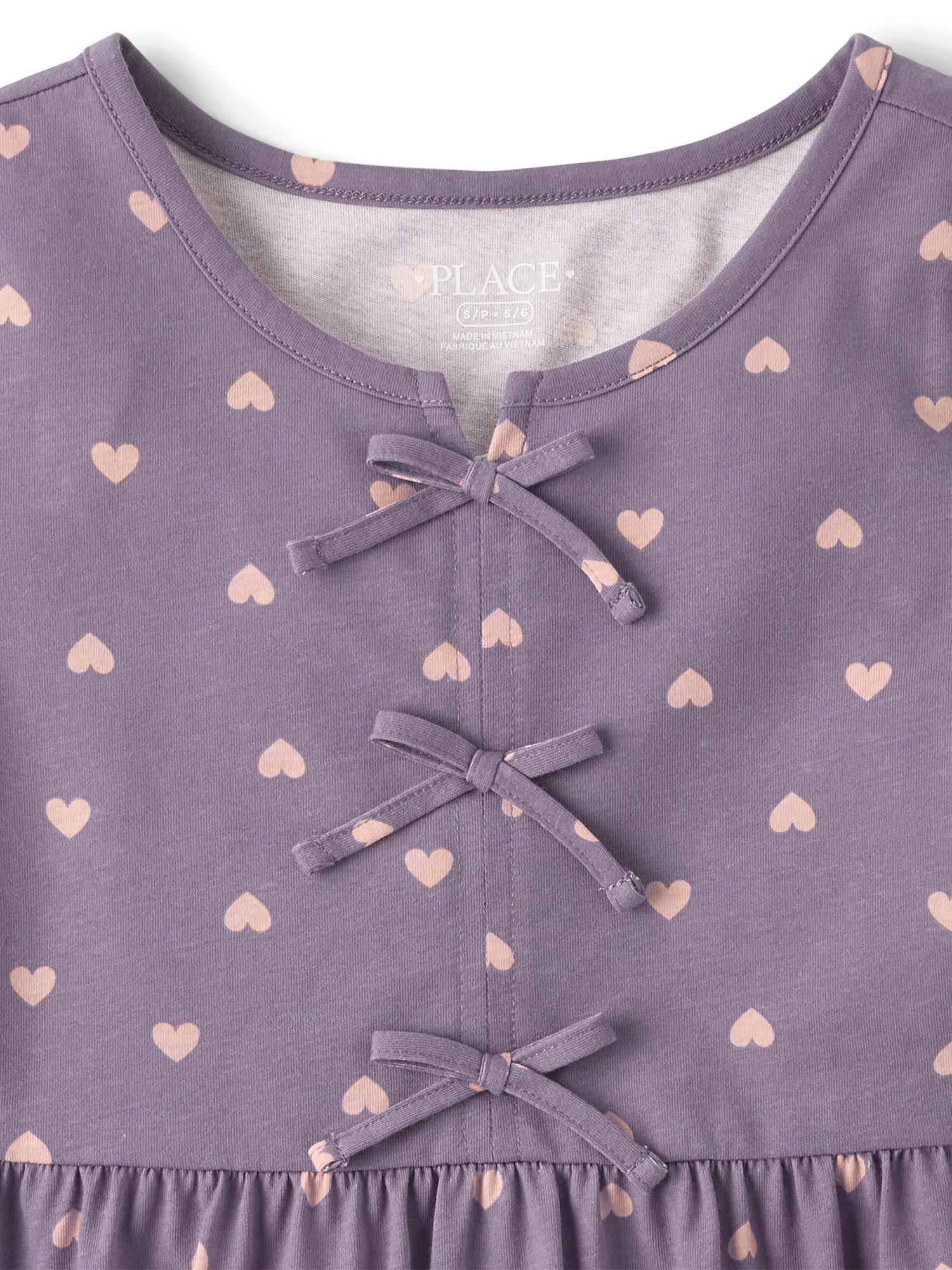 The Children's Place Girls Short Sleeve Heart Bow Dress, Sizes XS-XXL
