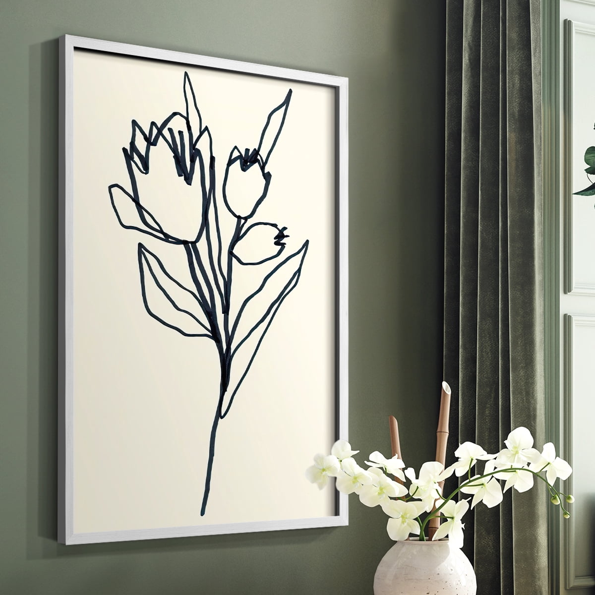 Floral Marker II in Paper Solid Wood 11 x 14 Framed Print