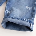 thumbnail image 7 of Ultrave Girls Wide Leg Jeans Bow Print Elastic Waist Baggy Denim Pants Cute Casual Trousers 2-10Y, 7 of 7
