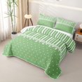 thumbnail image 3 of Castle Fairy Minimalism Linear Stripe Twin Quilt Set 2 Pieces,Retro Lace Trim Twin Coverlet Set,Sage Green White,1 Bedspread and 1 Pillowcase, 3 of 7