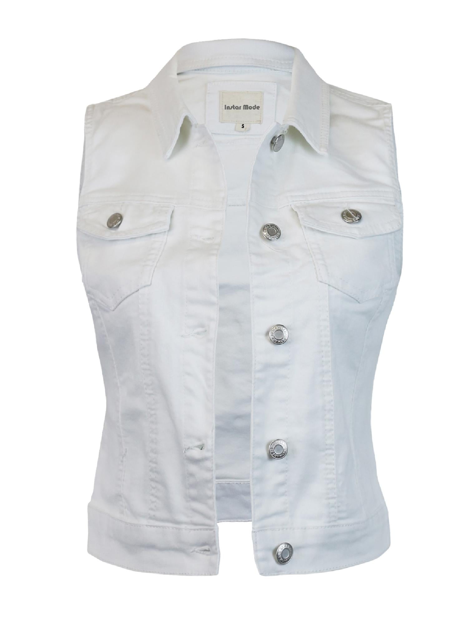 sleeveless denim jackets for women's online