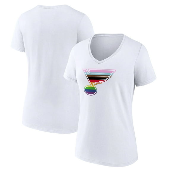 Women's White St. Louis Blues Team Pride Logo V-Neck T-Shirt
