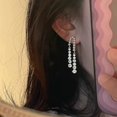 thumbnail image 3 of Pendientes largos de perlas de circonio con borlas para regalo de cumpleaños, 3 of 5