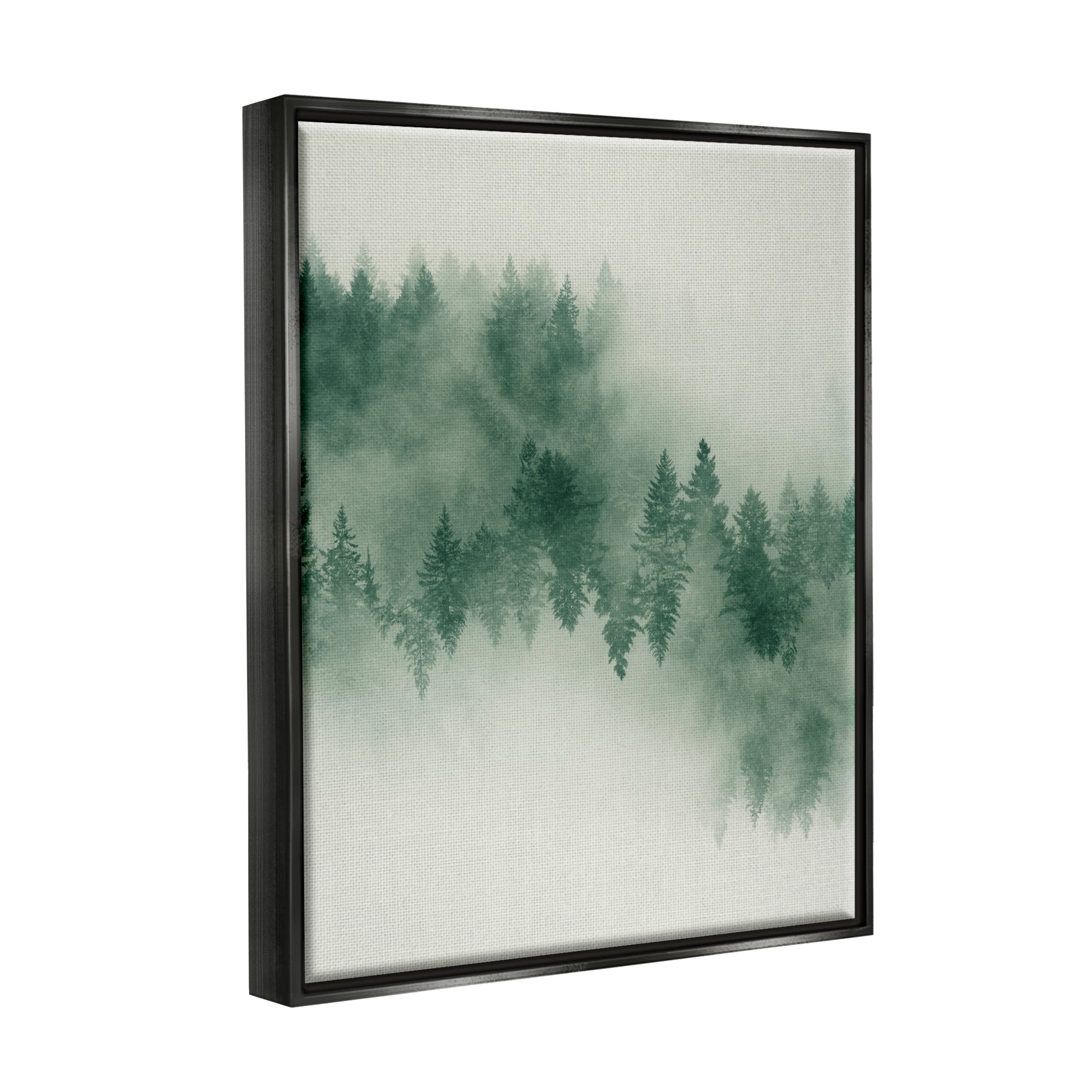 Stupell Surreal Foggy Forest Trees Landscape Painting Black Floater Framed Art Print Wall Art
