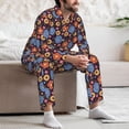 thumbnail image 7 of Naloa Leaves Flower Men’s Pajamas Set - Long Sleeve Button Down Sleep Shirt and Pajama Bottoms Sleepwear Set-X-Large, 7 of 7