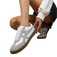 thumbnail image 5 of UDAUDU Women's Retro Gum Sole Fashion Sneakers Lace Up Slip On Detail Casual Retro Walking Shoes 2026 Trendy Casual Tennis-Anti Slip Trainers Beige 8.5 Wide, 5 of 5
