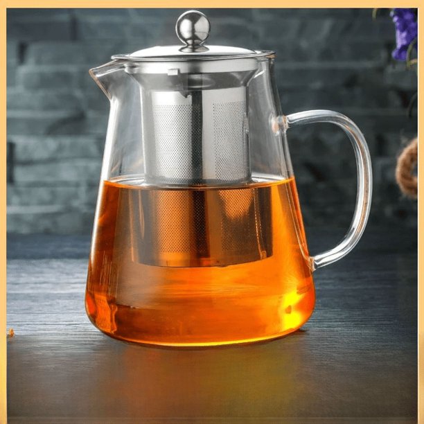 Tetera de vidrio resistente al calor de borosilicato alto, tetera con separación de agua de té espesada, tetera transparente para el hogar simple