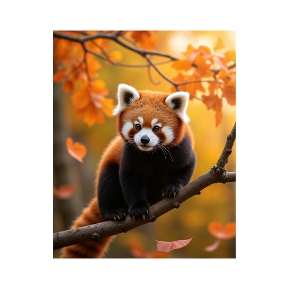 Paint By Numbers Kit for Adults Beginner - Autumn Leaves Red Panda Branch DIY Canvas Painting Kits for Adults, Frameless Paint By Number for Adults for Home Wall Decor 16x20 Inch