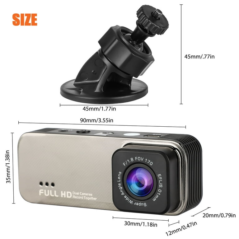 Dual Dash Cam, TSV 1080P Car Driving Recorder Camera, 170° Wide Angle Front  Inside Camera with Night Vision, Loop Recording, G-Sensor, Parking Mode