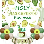 Kreatwow Avocado First Birthday Party Decorations Holy Guacamole I'm One Backdrop Banner Guacamole First Birthday Decorations Avocado One Highchair Banner Cake Topper Mexican Fiesta Avocado Birthday