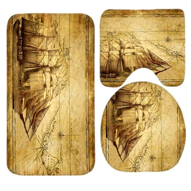 Gohao Old Map Nautical Vintage Sailing Pirate Ship 3 Piece Nautical Vintage Sailing Pirate Ship