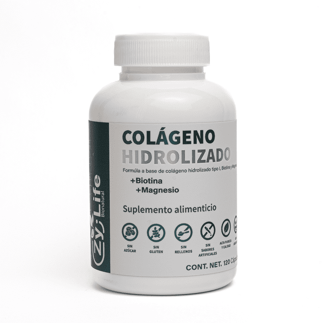 Zy-Life | Colágeno, Biotina y Magnesio | Belleza y Bienestar | 60 Cápsulas