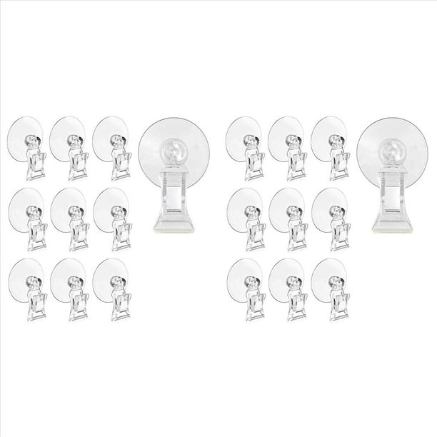20 Uds. Clips de Ventosa, Abrazadera de Ventosa Transparente, Ventosa de Vidrio para Ventana de BañO con Clip para ExhibicióN Publicitaria