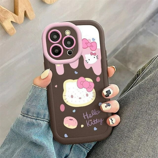 Original Sanrio Hello Kitty Phone Case For iPhone 14 13 11 12 15 Pro Max X XS XR 8 7 Plus Cartoon Cute Soft Shockproof Cover Y2K RJ