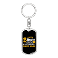 thumbnail image 1 of Bitcoin Price Crypto Stainless Steel or 18k Gold Premium Swivel Dog Tag Keychain, 1 of 8