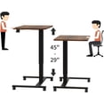 thumbnail image 6 of Mobile Height Adjustable Standing Desk, 28 inches Portable Rolling Sit Stand Table Small Laptop Desk Cart Riser Mobile Podium for Home Office & School, Rustic Brown, 6 of 14