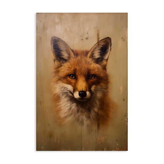 Stupell Industries Woodland Fox Face Animals & Insects Painting Gallery Wrapped Canvas Art Print Wall Art, 24 x 36