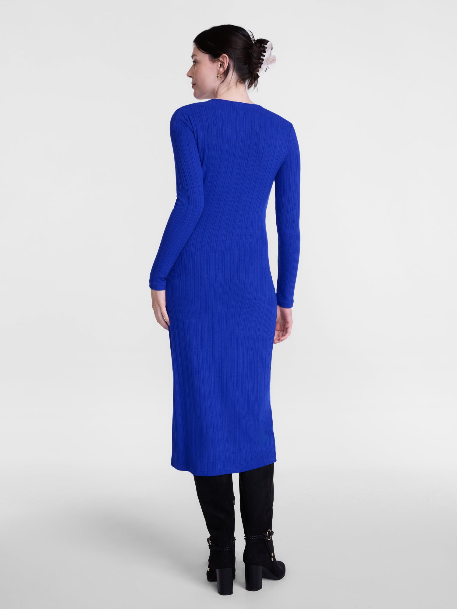 Scenario Women's Cardigan Midi Dress with Long Sleeves, Sizes XS-XXXL