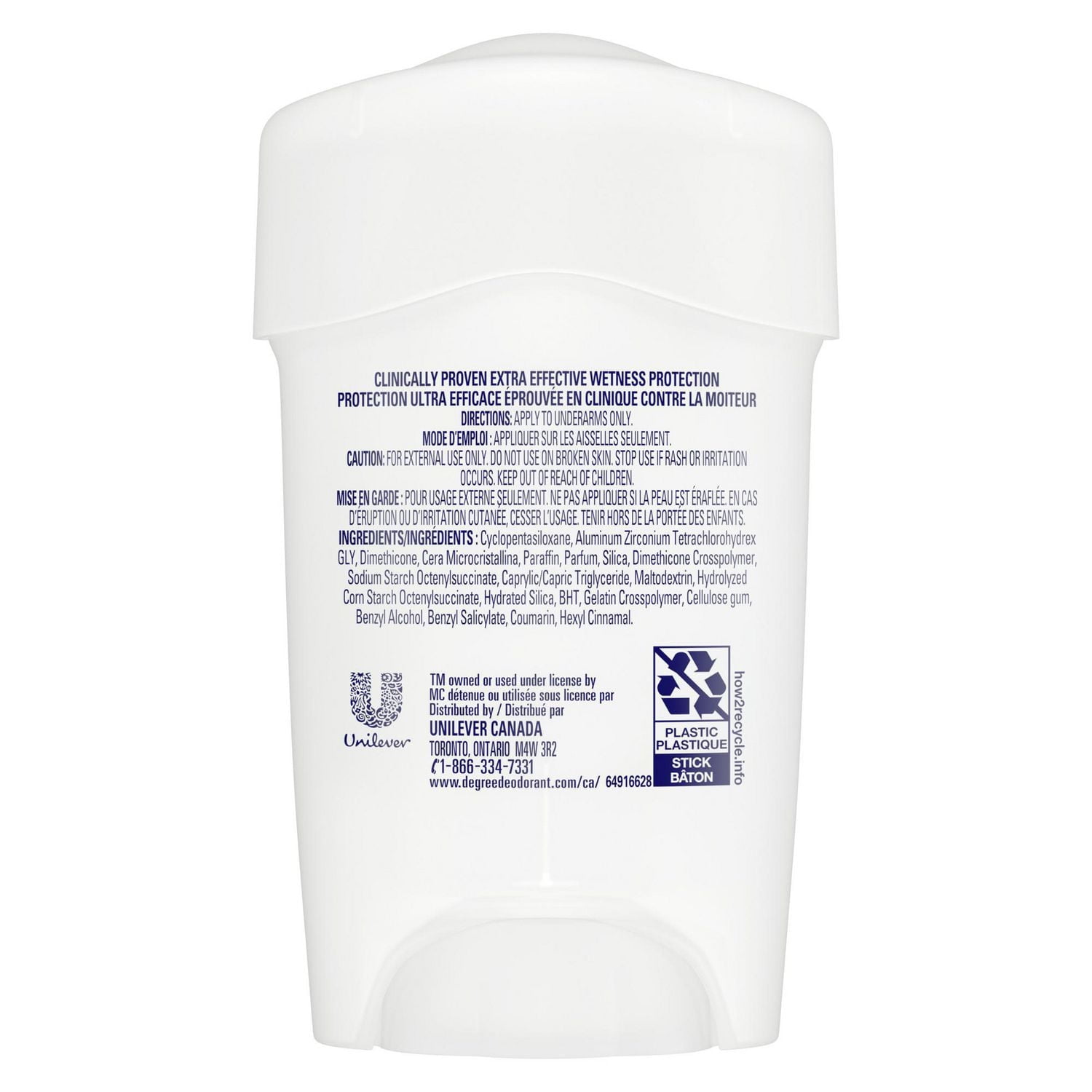 Degree Protection Clinique Antisudorifique, Contrôle du Stress Protection contre la Transpiration pendant 72 Heures 48g