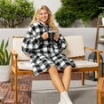 thumbnail image 2 of PAVILIA Blanket Hoodie for Women White, Sherpa Wearable Blanket Men, Cozy Oversized Sweatshirt Blanket, Warm Fleece Hooded Blanket Sweater with Sleeves and Giant Pocket, Checker White, 2 of 9