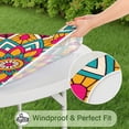 thumbnail image 5 of 44in Round Tablecloth with Elastic Edge, Waterproof Fitted Table Cover for 36-44" Tables, Floral Theme Polyester Reusable Table Cloths Wipe Clean for Picnic, Dining, Outdoor Use and Party Decor, 5 of 7