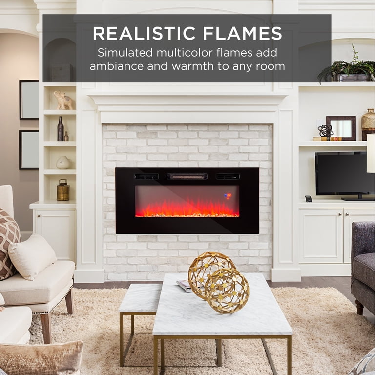 Best Choice Products 1500W 50in Electric Fireplace Heater Recessed and Wall  Mounted w/ Remote, Logs, Crystal Stones - Walmart.com
