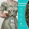 thumbnail image 3 of Groovy Flower ID Badge Holder with Retractable Badge Reel Clip, Detachable Lanyards for Id Badges Key, Cute Card Name Tag Lanyard ID Protector Bage Clips for Women Nurse Teacher, Beige, 3 of 6