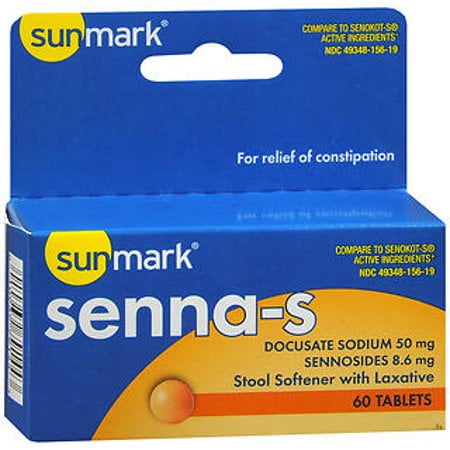 Sunmark Senna-S Stool Softener with Laxative Tablets, BT/60