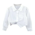 thumbnail image 2 of NAISIBABY Girls Long Sleeve Shirt, Cropped Buttons Collar Buttons Cotton Causal Formal Tops White 7T, 2 of 3