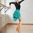 thumbnail image 4 of Skymirror Latin Dance Tassel Skirt Elegant High Waist Solid Color Mini Skirt Dance Training Performance Clothes, 4 of 8