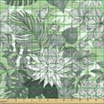thumbnail image 2 of Ambesonne Floral Fabric by the Yard Upholstery, Monochrome Tropic Foliage, 5 Yards, Pale Green Grey and White, 2 of 5