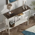 thumbnail image 3 of Narrow Farmhouse Console Table with Drawer, Chic Accent Sofa Entryway Table with Shelves for Entryway, Living Room, Hallway, Antique White & Brown, 3 of 6