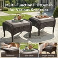 thumbnail image 5 of Unnifurnzi Patio Ottoman Set of 2-All Weather Wicker Outdoor Footstool with Removable Cushions Outdoor Olefin Fabric Outdoor Foot Rest for Deck Porch Balcony Garden-Brown/Gray, 5 of 7