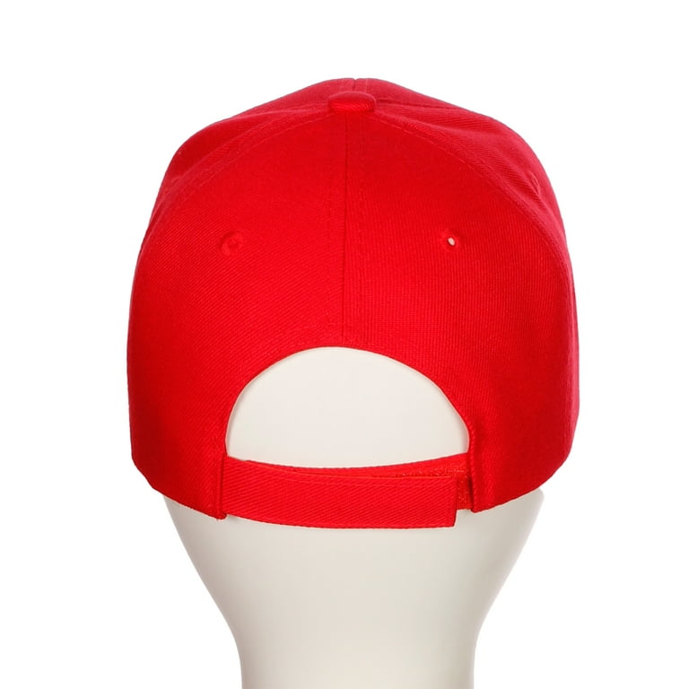 Team Red Black Adjustable White Hat Letters Hat Structured Coach Cap, Classic Baseball Letters Arched Curved