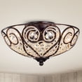 thumbnail image 3 of Warehouse of Tiffany Ceslee 3-Light Rustic Bronze Flush mount Ceiling Lamp with Heart Scroll Crystal Shade, 3 of 3