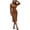 Brown, variant on QIYAGBSA Cable Knit Sweater Dress for Women Soft Round Neck Fitted Midi Side Slit Long Sleeve Fall Winter