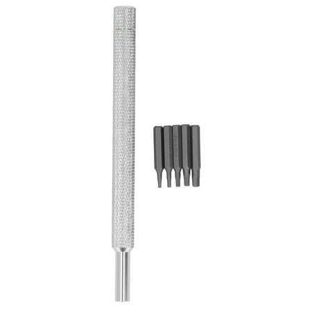 

Hex Screwdriver Set Aluminum Alloy with 5 Bits H1.3 H1.5 H2.0 H2.5 H3.0 for Maintenance Repair Silver