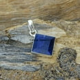 thumbnail image 3 of Solid 925 Sterling Silver Pendant For Women Men, Genuine Blue Sapphire Square Gemstone Unique Handcrafted September Birthstone Pendant, 3 of 6