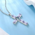 thumbnail image 2 of Jewmon 925 Sterling Silver Birthstone Cross Necklace for Men Birthday Fathers Day Gifts for Dad Graduation Gifts for Son June Birthstone Necklace for Women, 2 of 8