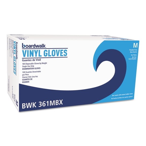 Boardwalk Exam Vinyl Gloves Clear Medium 3 3/5 mil 1000/Carton 361MCT