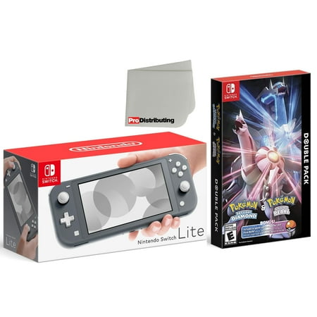 Nintendo Switch Lite 32GB Handheld Video Game Console in Gray with Pokemon Brilliant Diamond & Pokemon Shining Pearl Double Pack Game Bundle